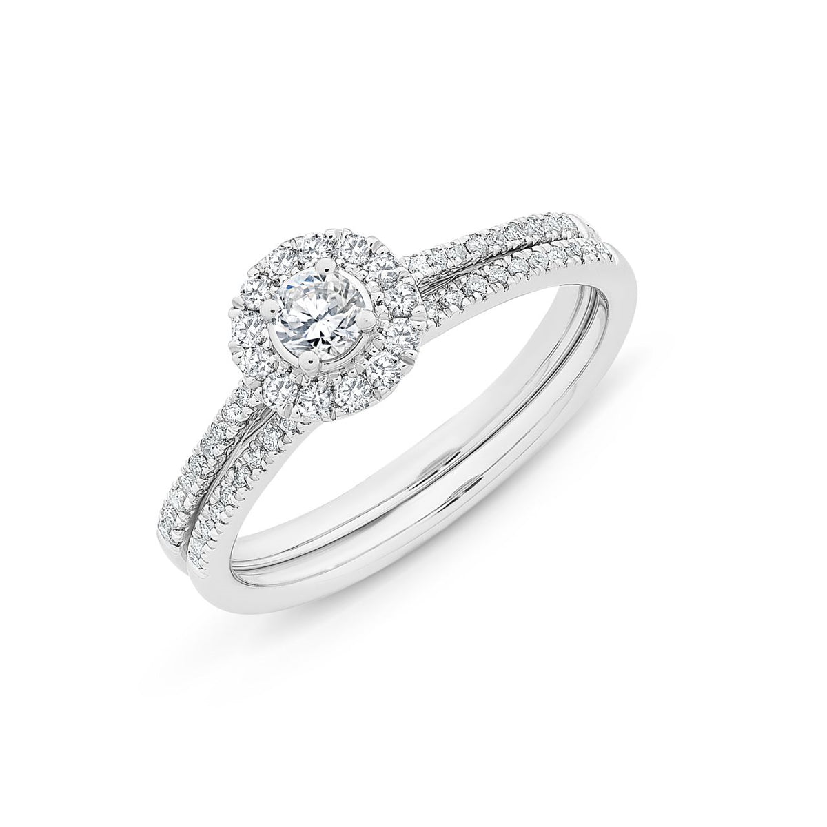 9ct White Gold DIamond Engagement ring and matching wedding ring set TDW=0.50ct