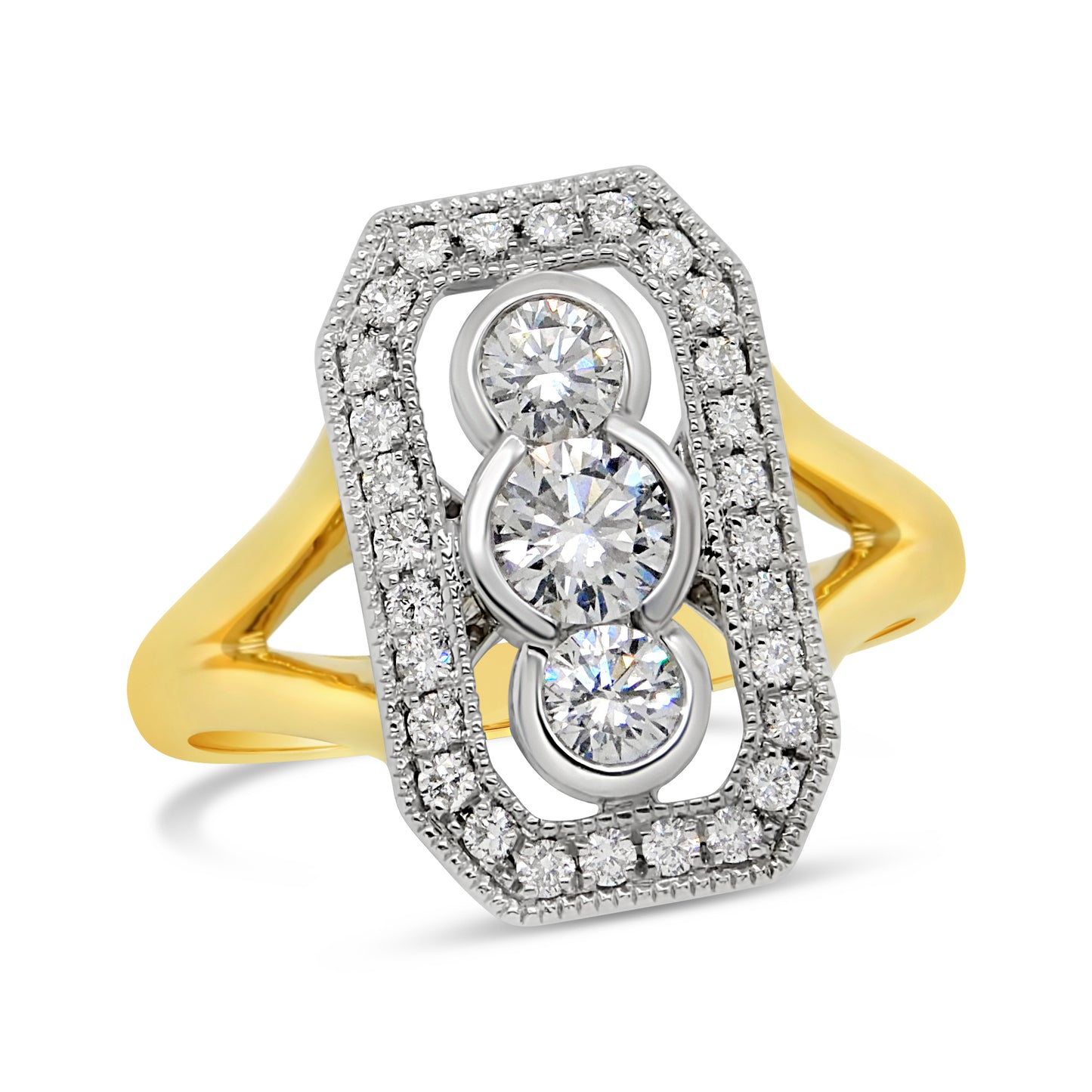 18ct Yellow and White Gold Diamond Ring