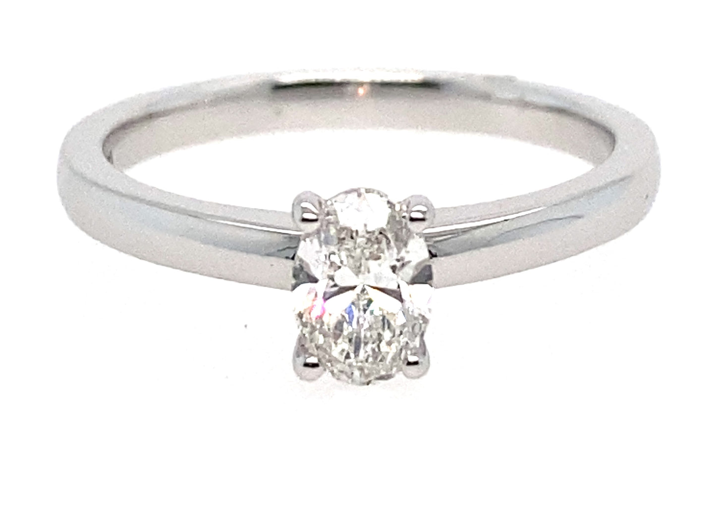18ct White Gold Oval 0.50ct Solitaire Diamond Ring