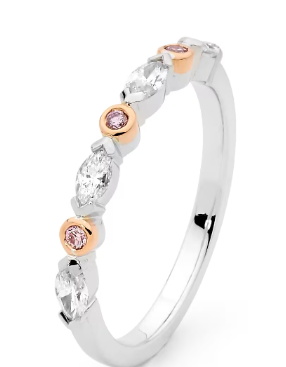 18ct White & Rose Gold Pink & White Diamond Ring