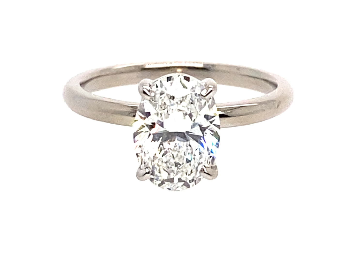18ct White Gold Claw Set Diamond Solitaire Oval Ring