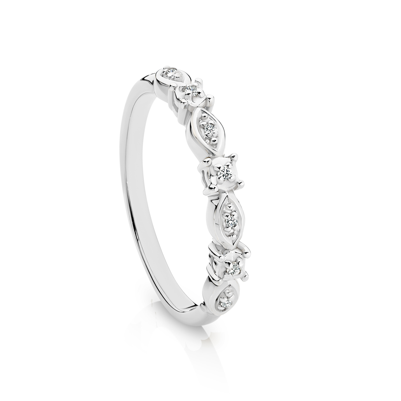 9ct White Gold Diamond Band