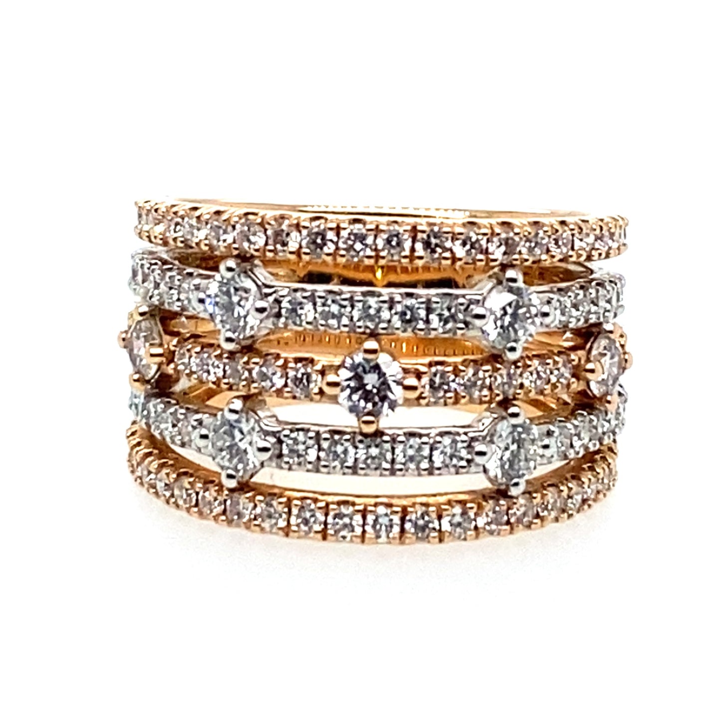 18ct RG and WG Multi Row Diamond Ring 99=1.50ct GSI