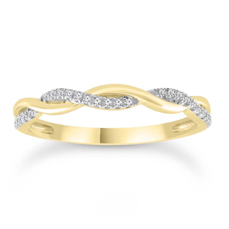 9ct Yellow Gold Diamond Weave Ring