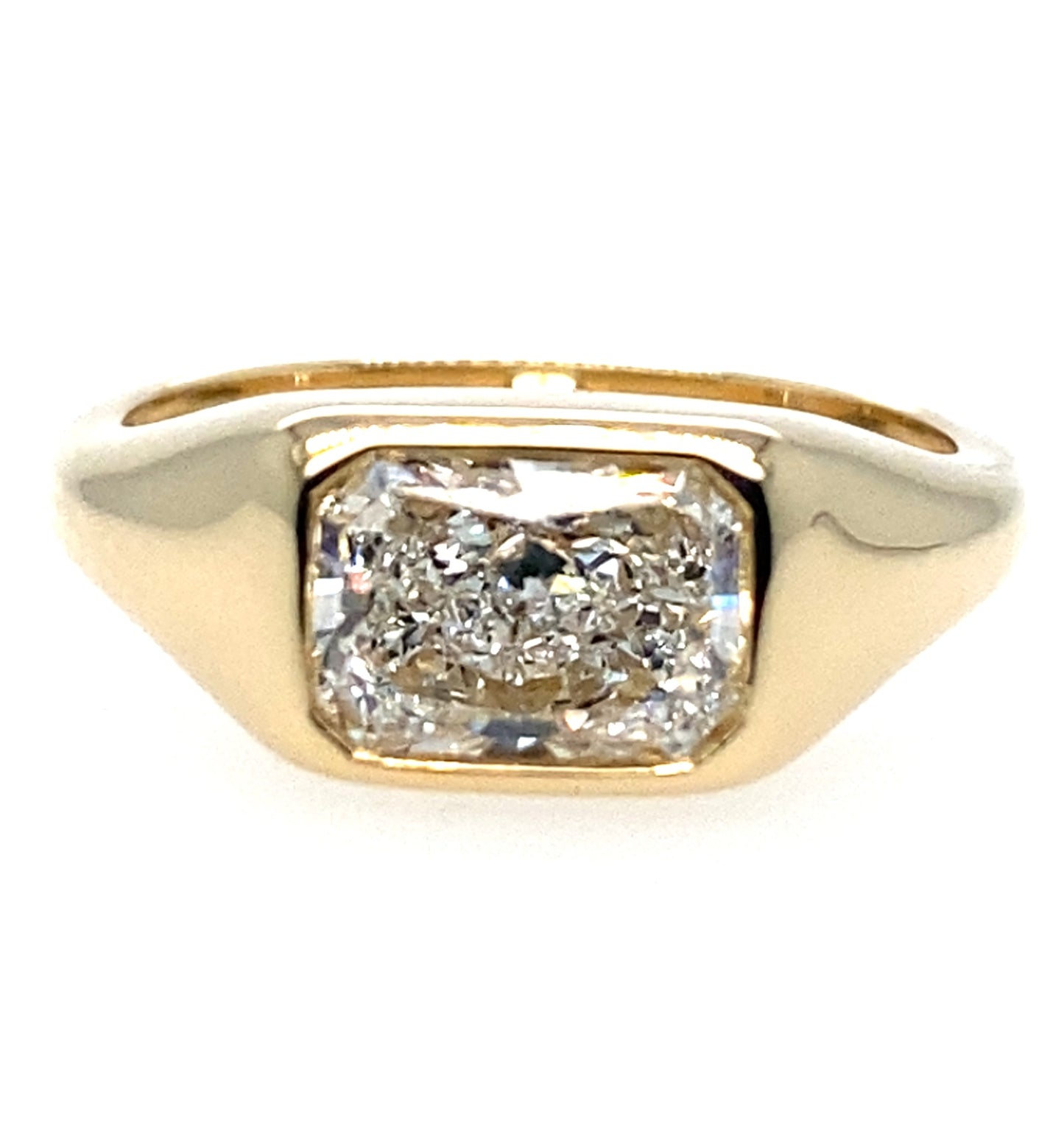 9ct Yellow Gold Radiant Cut Diamond Bezel Ring