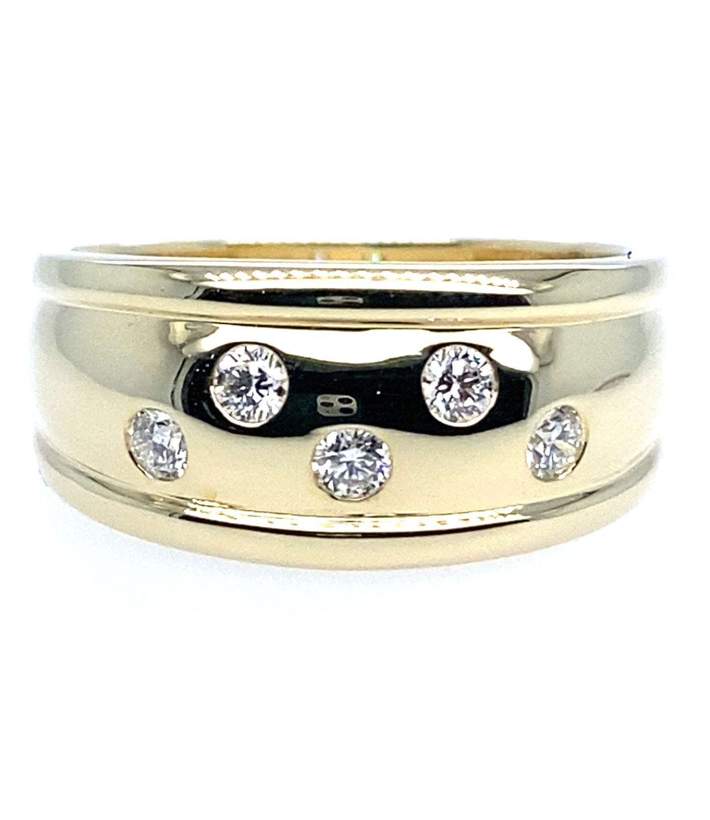 9ct Yellow Gold Diamond Set Dome Ring