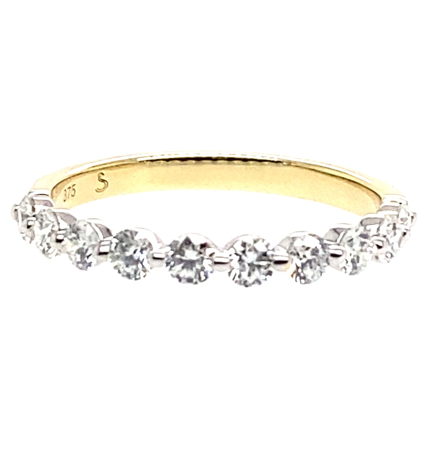 9ct Yellow Gold Ring, White Gold Setting Diamond Ring