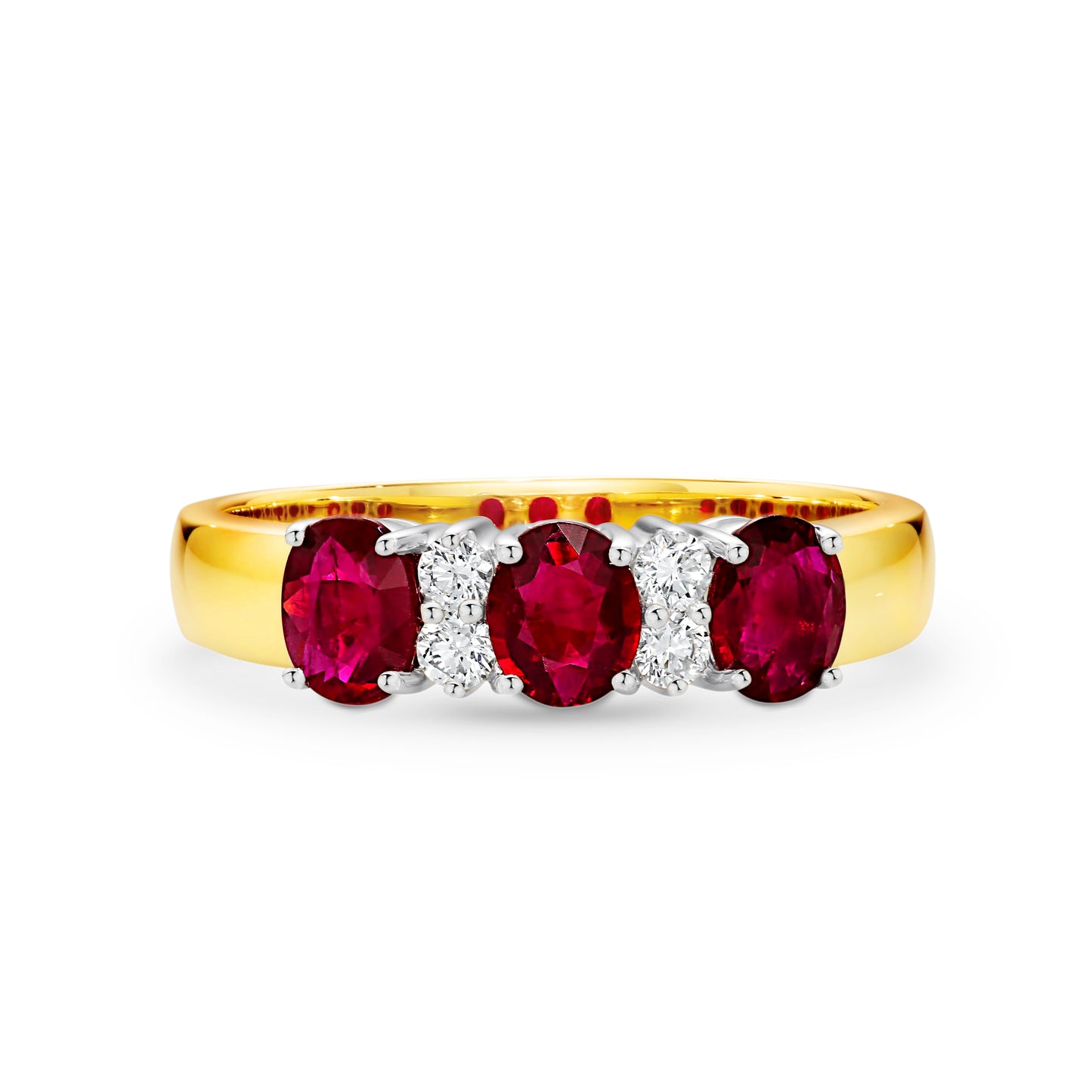 9ct Yellow and White Ruby & Diamond Ring