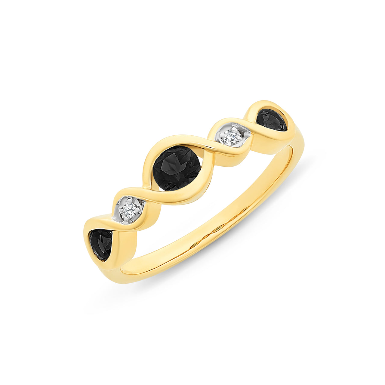 9ct Yellow Gold Sapphire & Diamond Ring