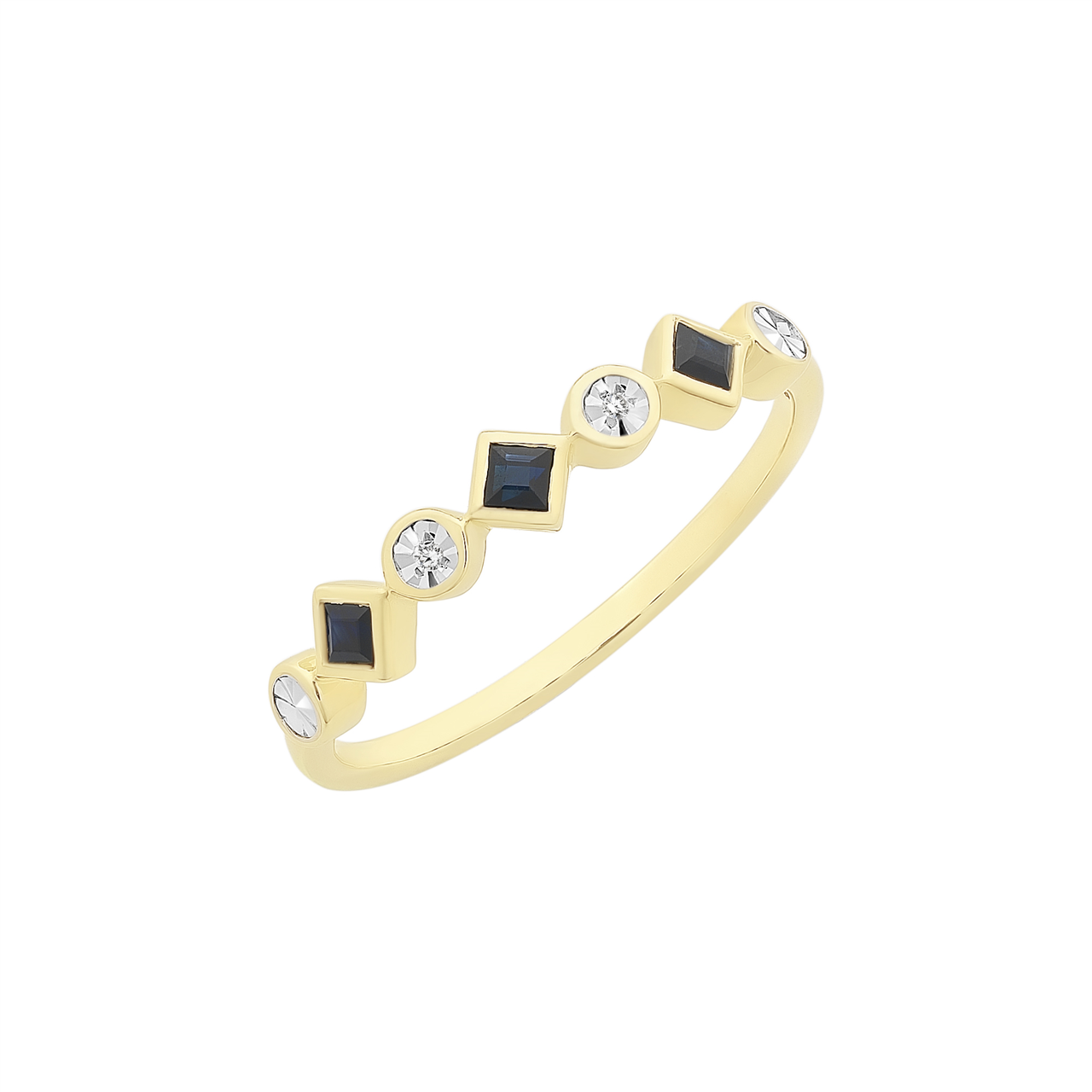 9ct Yellow Gold Natural Sapphire & Diamond Ring