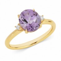9ct Yellow Gold Oval Amethyst & Diamond Ring