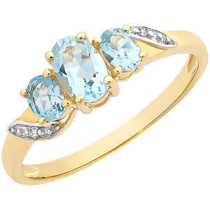 9ct Yellow Gold Diamond & Aquamarine Ring