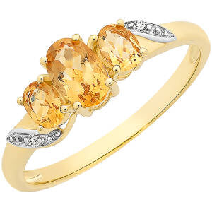 9ct Yellow Gold Diamond & Citrine Ring