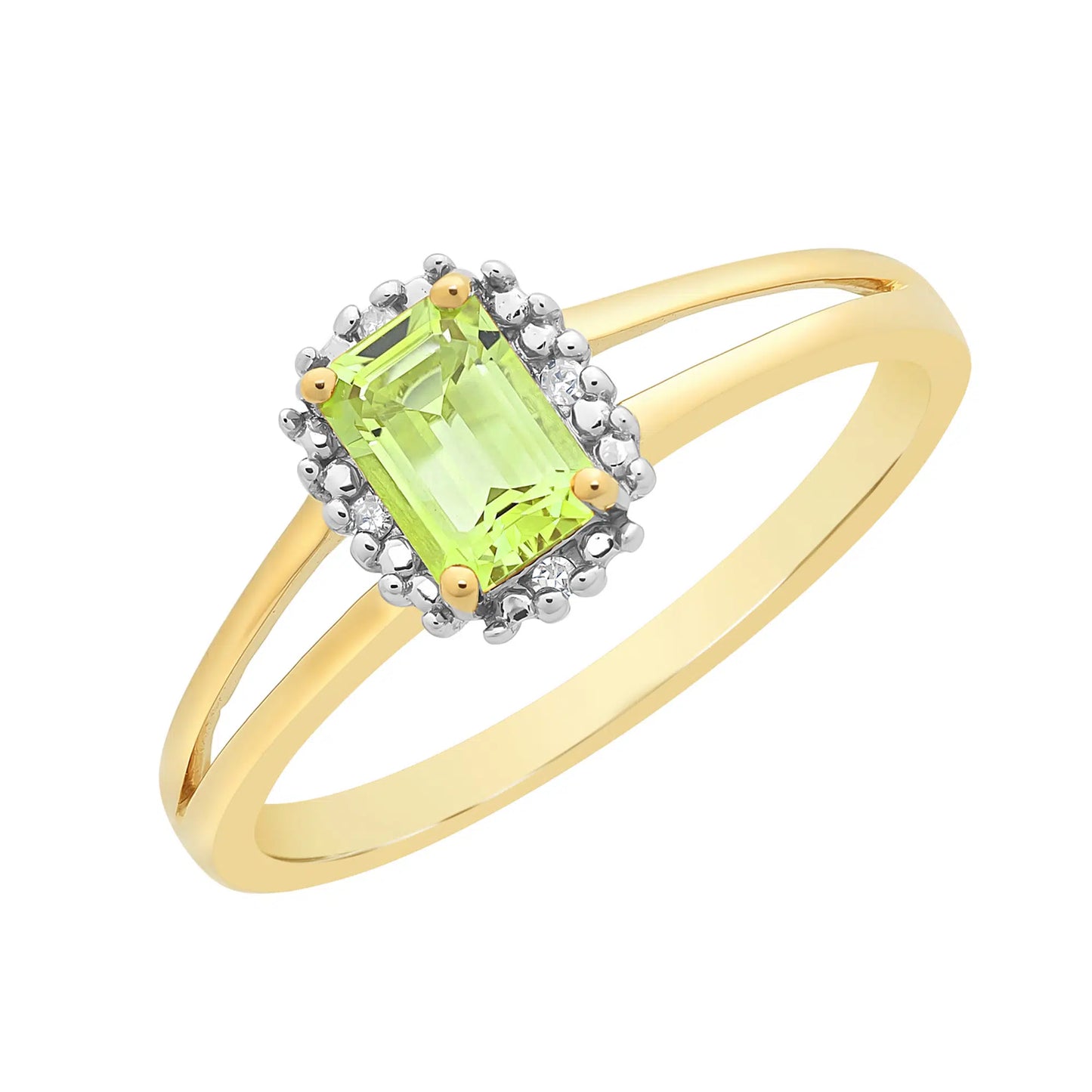 9ct Yellow Gold Peridot & Diamond Ring