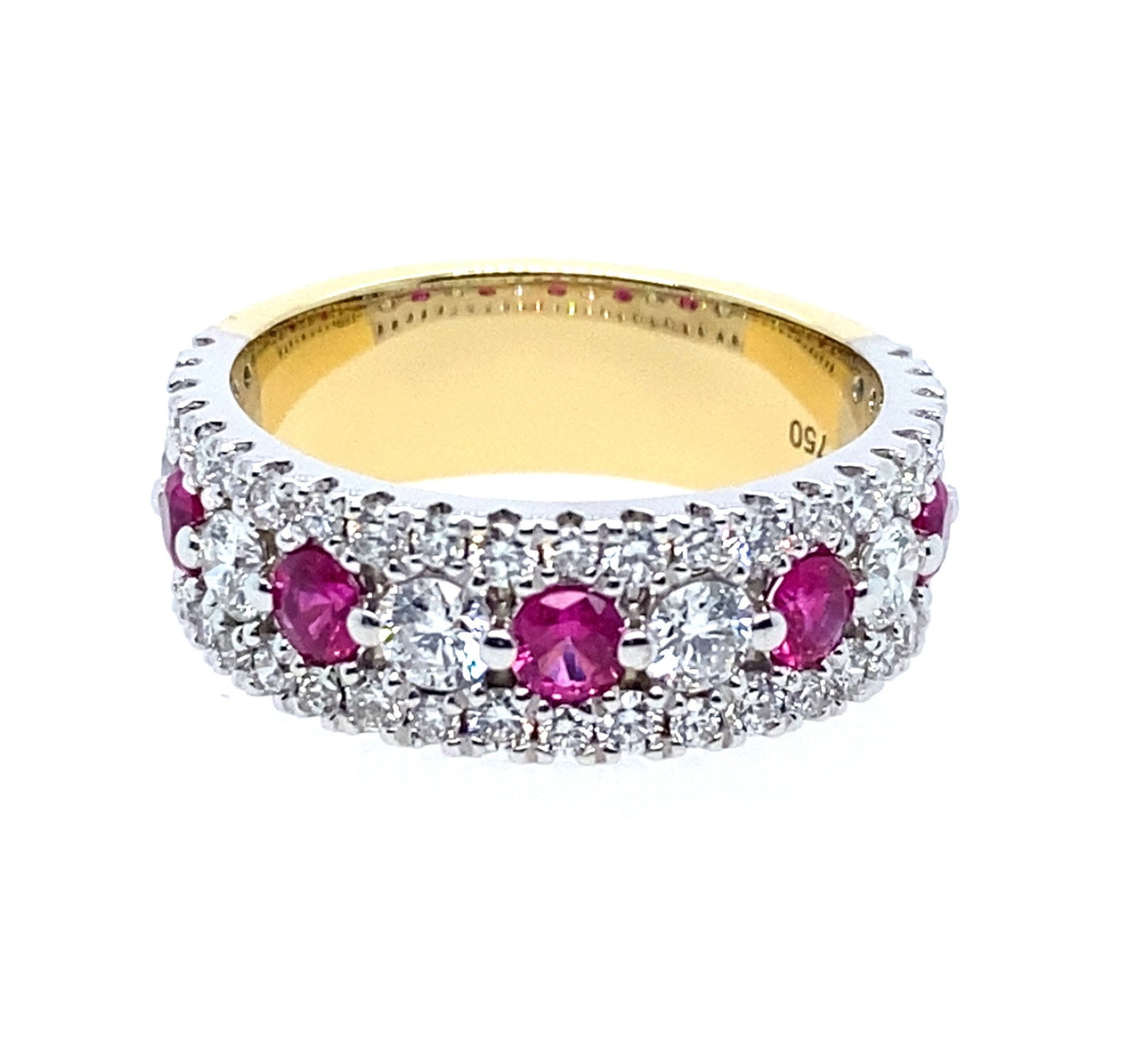 18ct Yellow and White Gold DIamond and Ruby Dress Ring