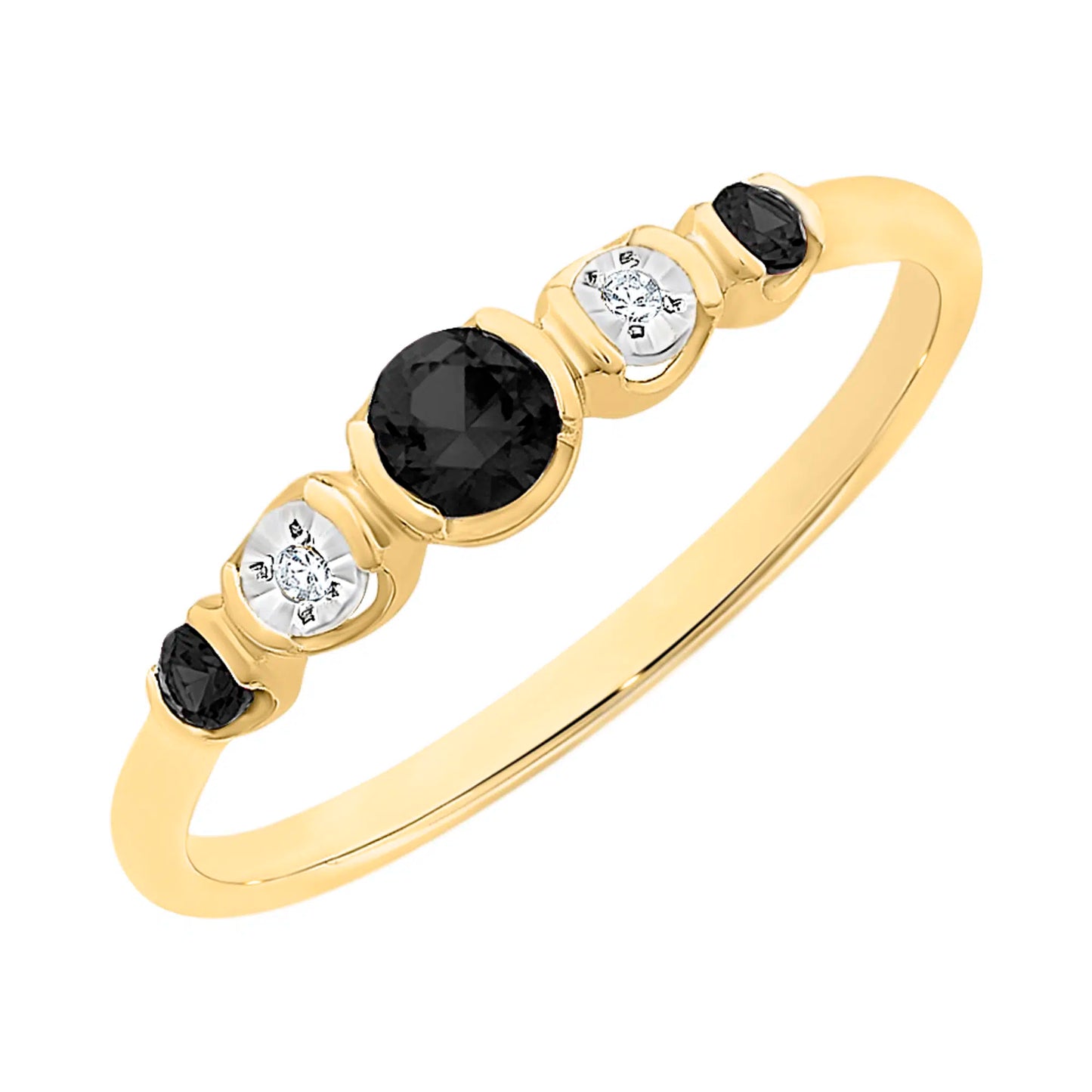 9ct Yellow Gold Natural Sapphire & Diamond Ring