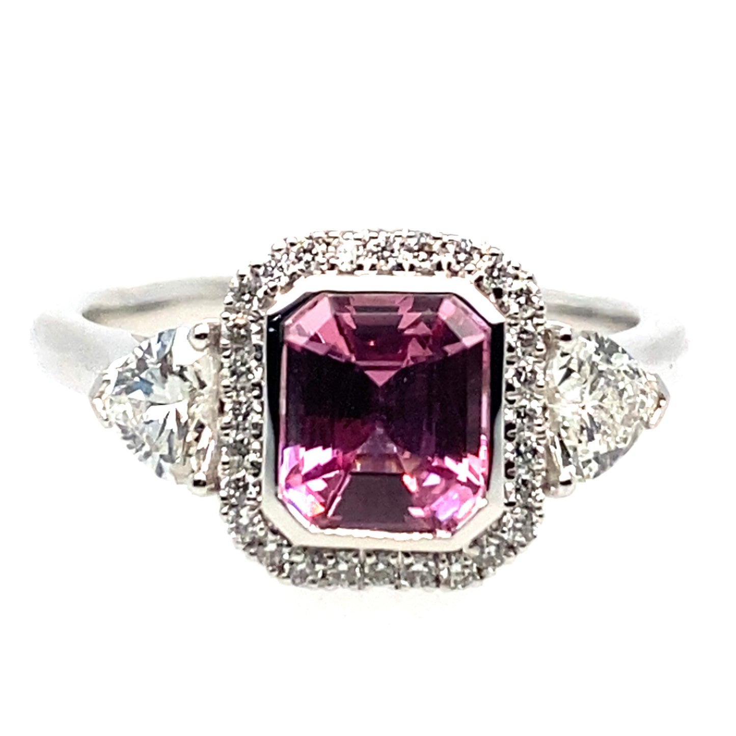 18ct White Gold Pink Sapphire Diamond Ring