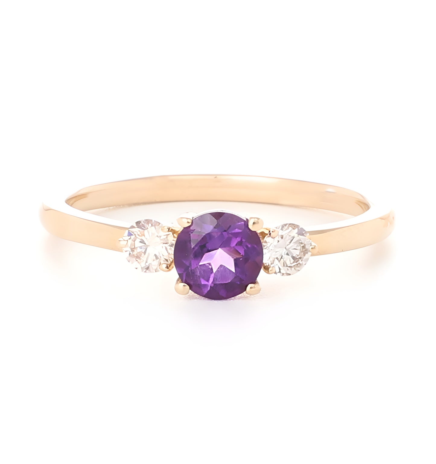 9ct Yellow Gold Amethyst & Diamond Ring