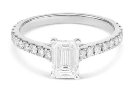 9ct White Gold Cubic Zirconia Ring with Shoulder Stones