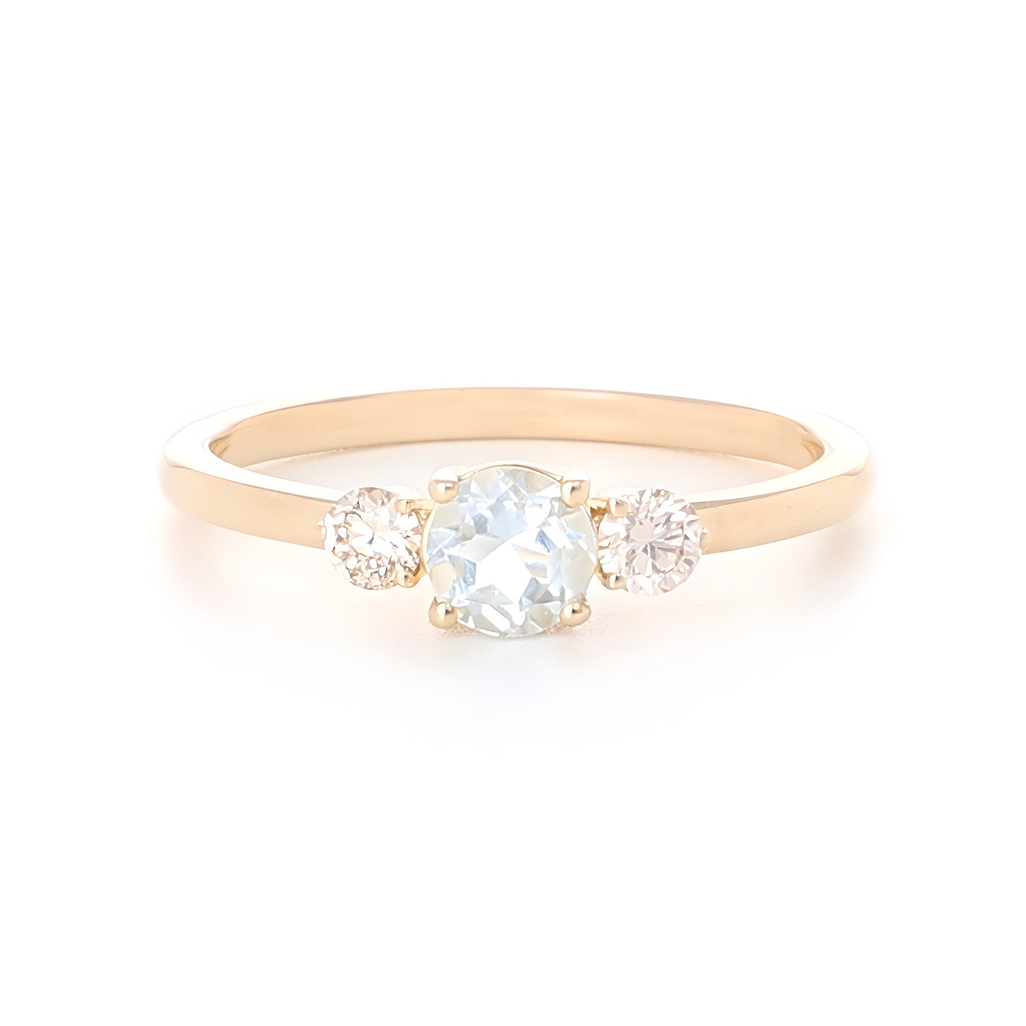 9ct Yellow Gold Aquamarine & Diamond Ring