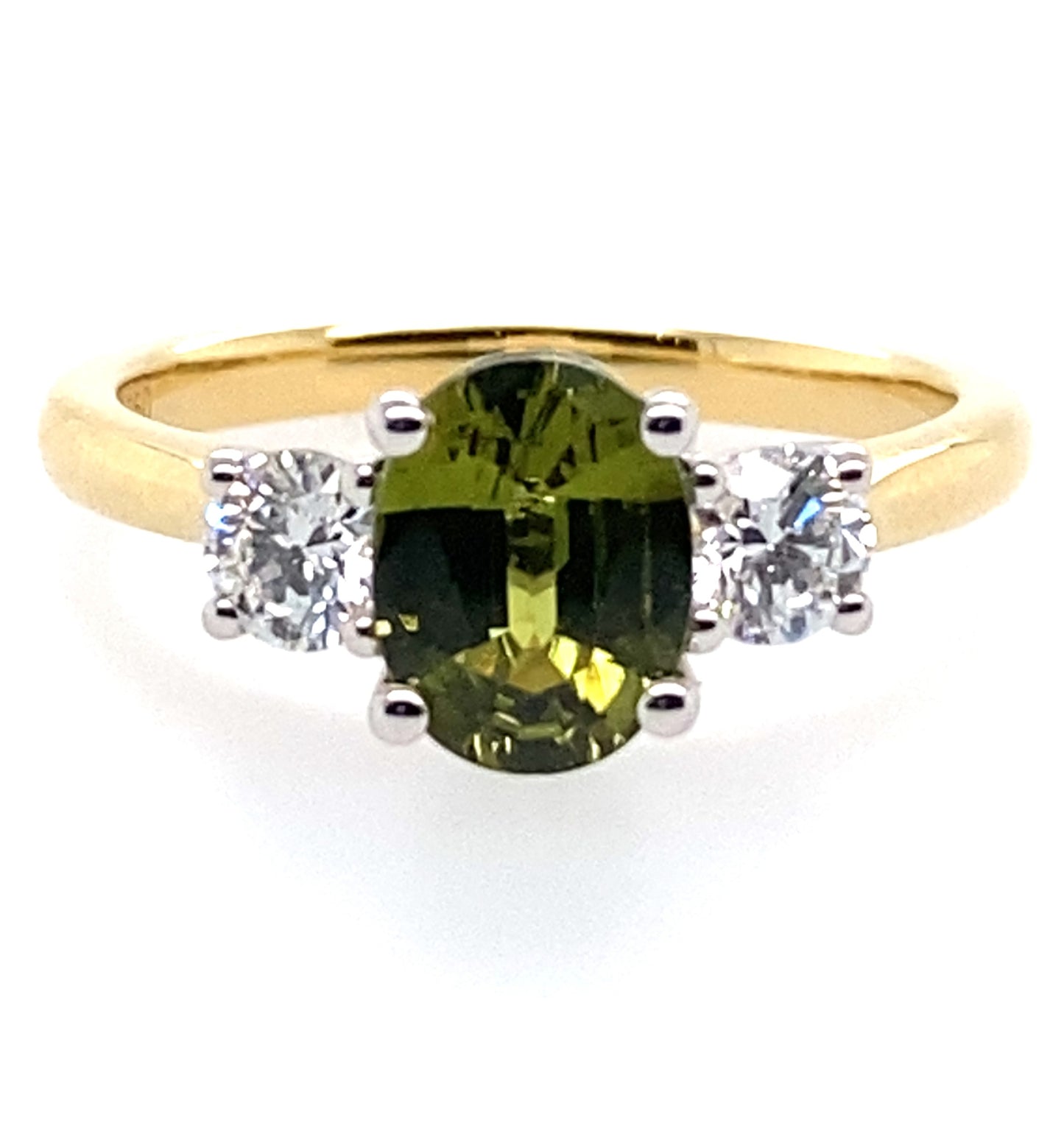18ct Yellow Gold Oval Parti Sapphire & Diamond Ring