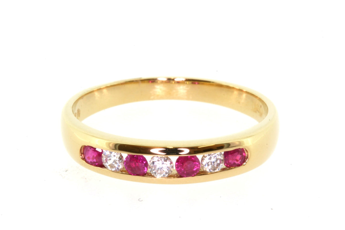 9ct Yellow Gold Ruby & Diamond Eternity Ring