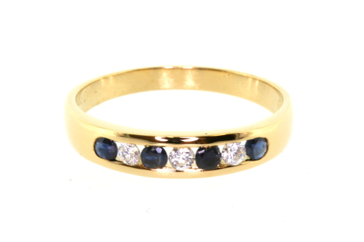 9ct Yellow Gold Sapphire & Diamond Eternity Ring