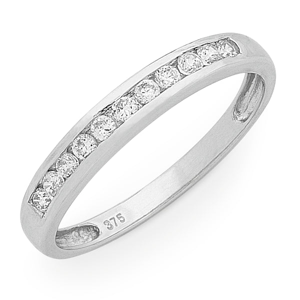 9ct White Gold Channel Set Diamond Ring | 0.25ct