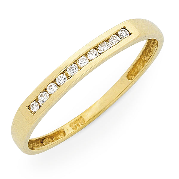 9ct Yellow Gold Diamond Set Channel Ring