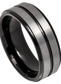 Gents Tungsten Gents Patterned Ring