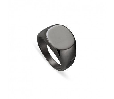 Stainless Silver Black Signet Ring