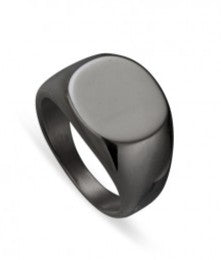 Stainless Silver Black Signet Ring