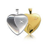 9ct Yellow Gold / White Gold Double sided Heart Locket with Diamond