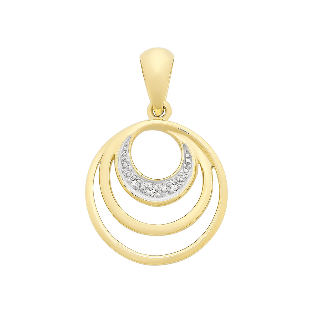 9ct Yellow Gold Diamond 3 Circle Pendant
