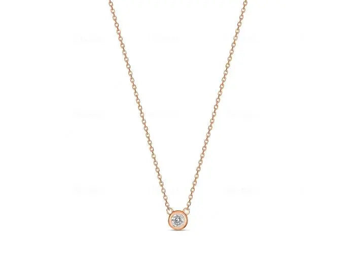 9ct Rose Gold Bezel Set Diamond Pendant