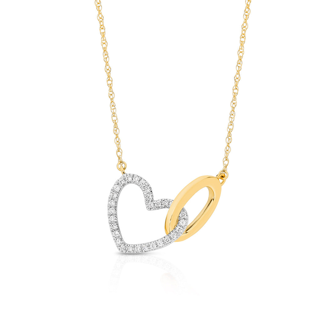 9ct Yellow Gold Diamond Heart Necklet