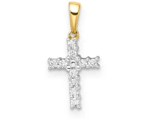 9ct Yellow Gold Cross Diamond Pendant
