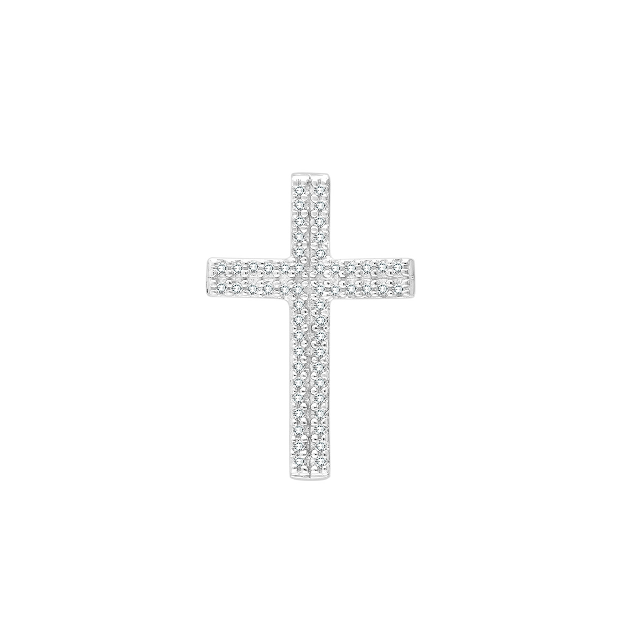 9ct White Gold Diamond Cross Pendant