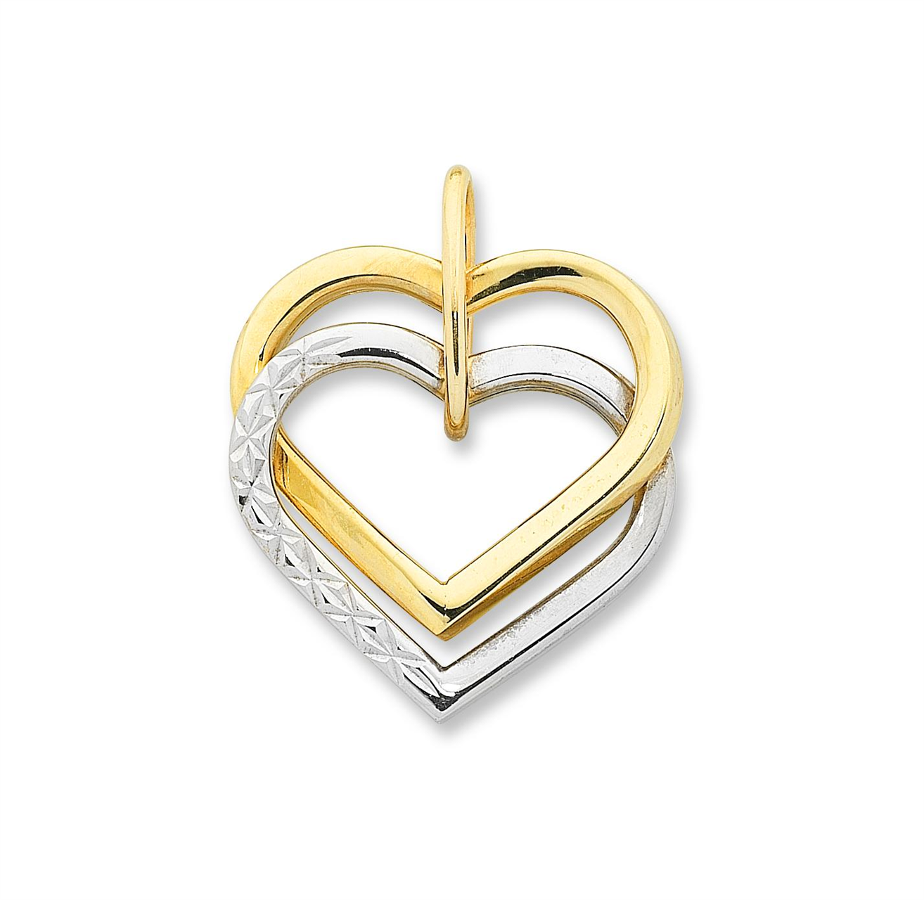 9ct Two Tone Heart Pendant.