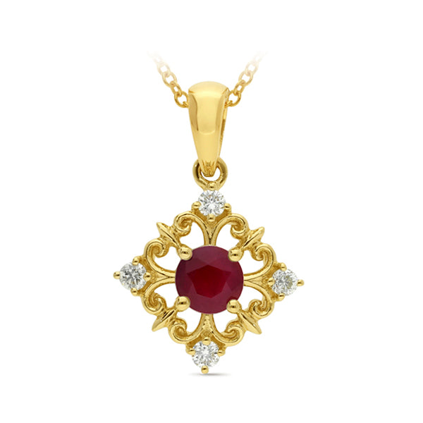 9ct Yellow Gold Ruby Pendant