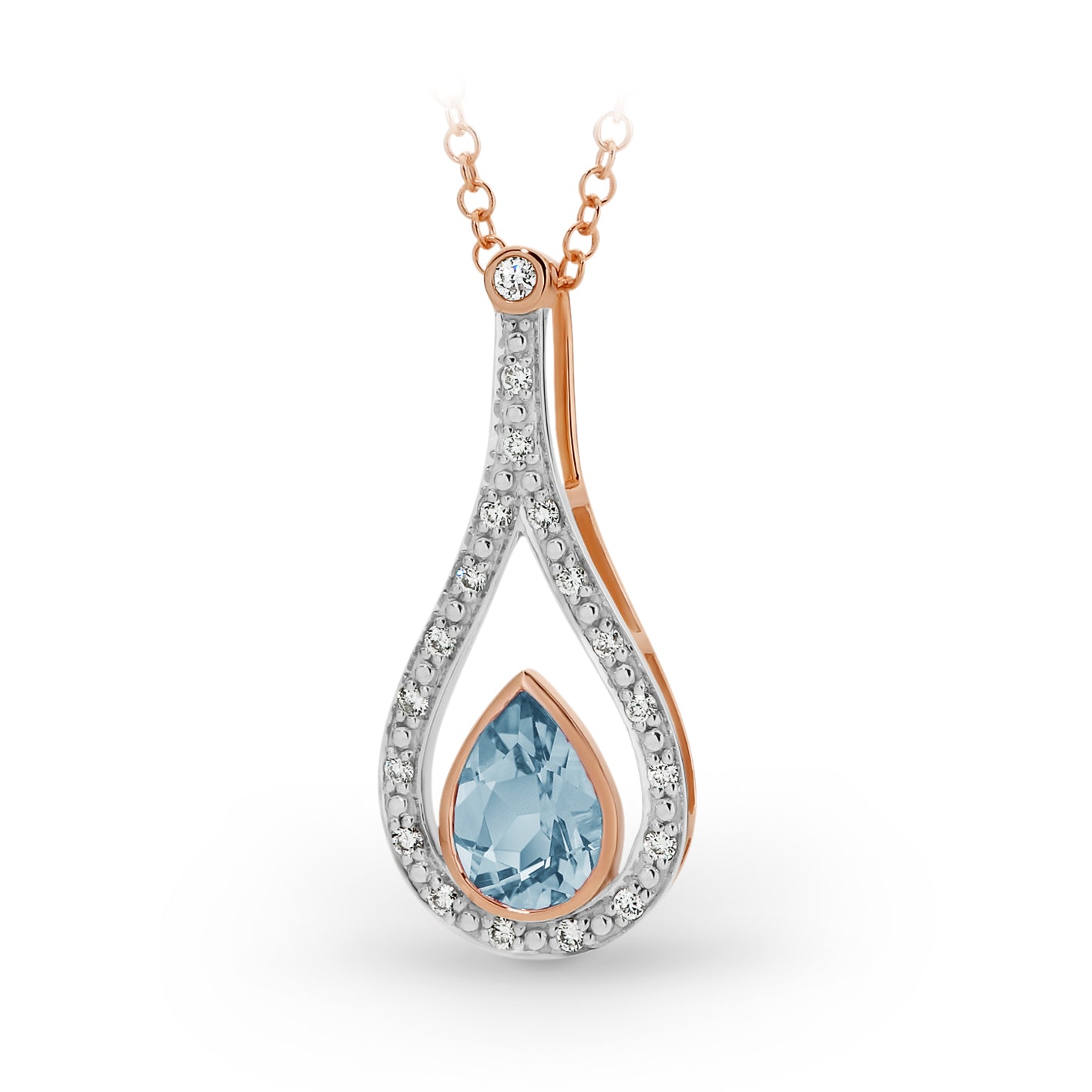 9ct Rose Gold Aquamarine Pendant
