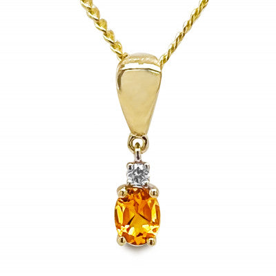 9ct Yellow Gold Oval Citrine Pendant