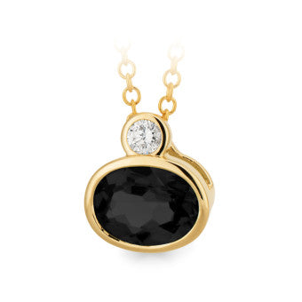 9ct Yellow Gold Sapphire & Diamond Bezel Set Pendant