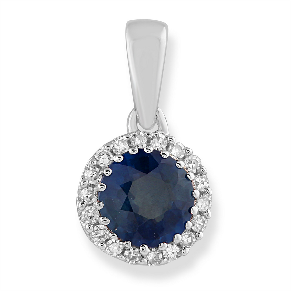 9ct White Gold Sapphire & Diamond Pendant