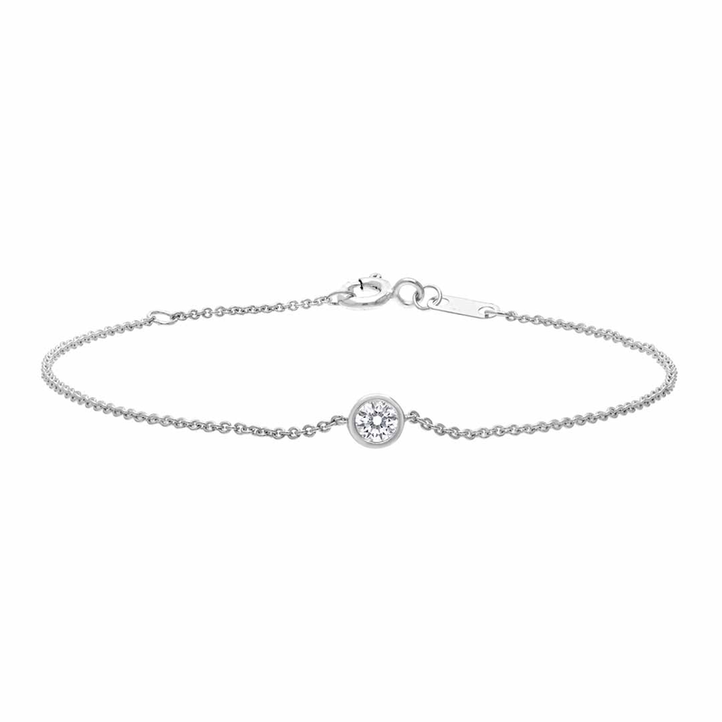 9ct White Gold Diamond Bezel Set Bracelet