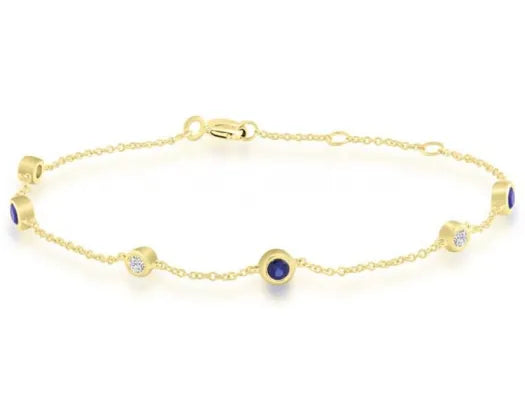 9ct Yellow Gold Sapphire & Diamond Bracelet