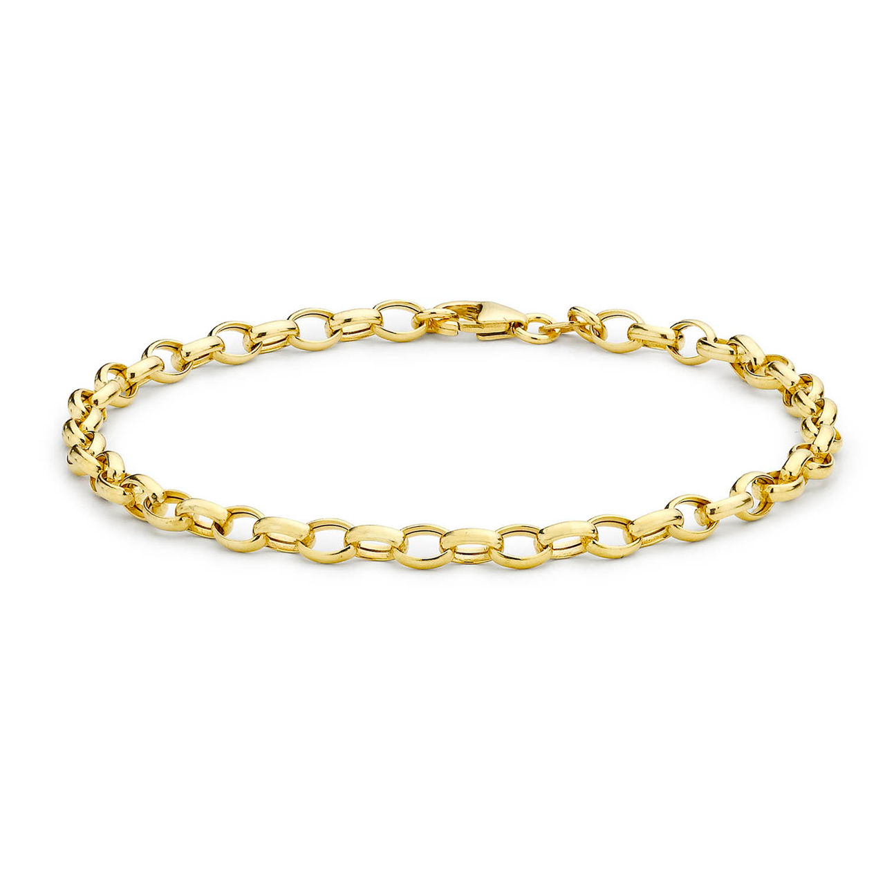 9ct Yellow Gold Hollow Oval Belcher Bracelet | 19cm