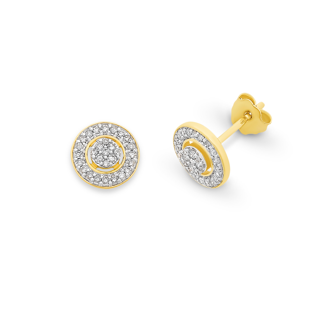 9ct Two Tone Diamond set studs 0.20ct