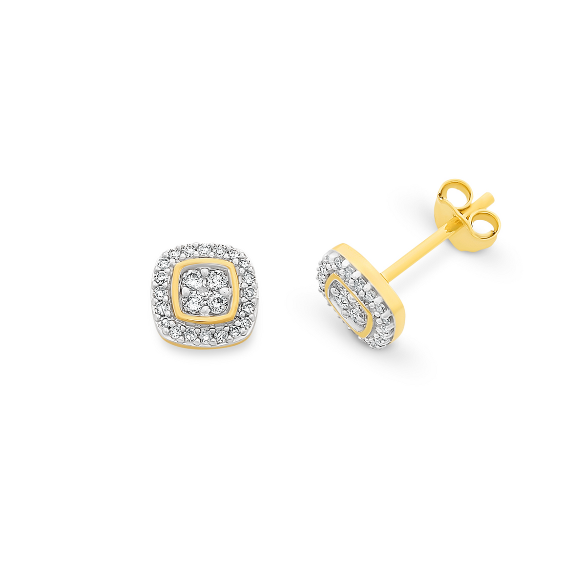 9ct Yellow Gold Diamond Earrings