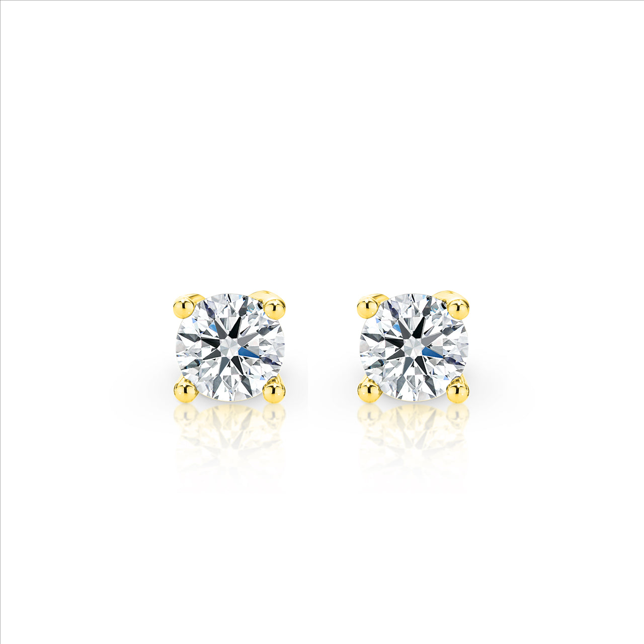 9ct Yellow Gold Diamond Stud Earrings